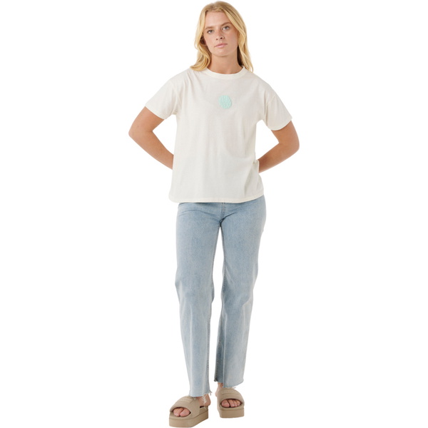 2025 Rip Curl Mujer Icons Of Surf Relaxed Tee 0EGWTE - Shell
